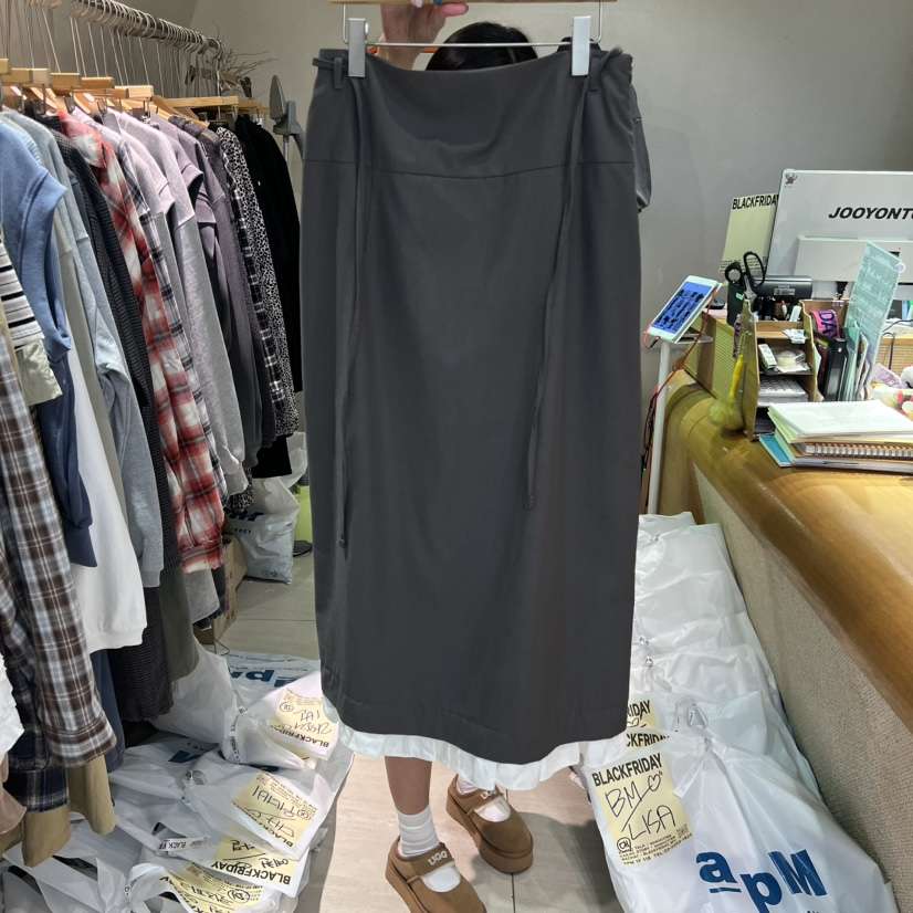 BLACKFRIDAY韓國代購㊣女裝新品真品時尚半身裙中短裙含腰繩BLACK FRIDAY半身裙/中短裙