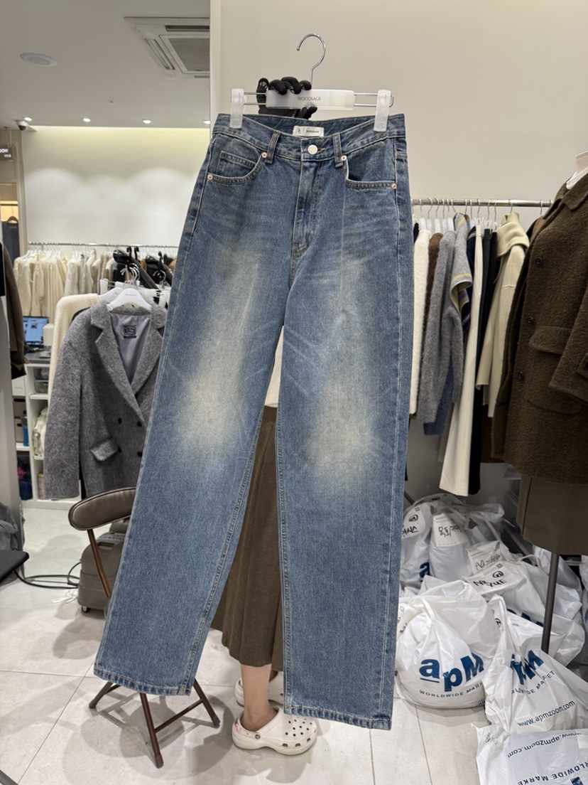 WOOD SAGE東大門㊣實拍女裝新品時尚推薦休閑熱賣牛仔褲水洗WOOD SAGE牛仔褲