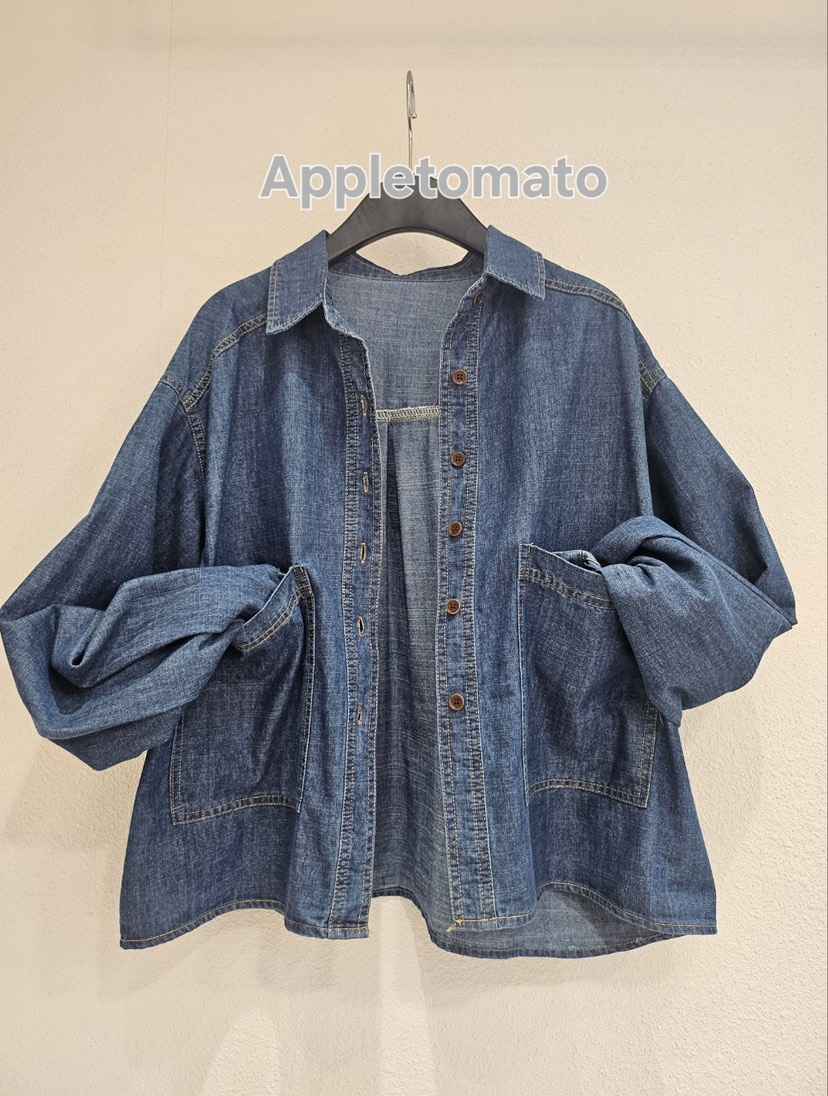 APPLE TOMATO東大門㊣代購女裝新款25秋冬推薦襯衫蕾絲衫口袋APPLE TOMATO襯衫/蕾絲衫