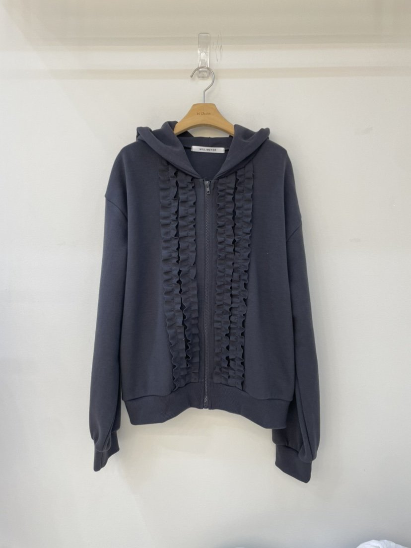MILLIMETER韓國代購㊣女士新品熱賣休閑職業夾克荷葉邊兜帽MILLIMETER/MGML夾克