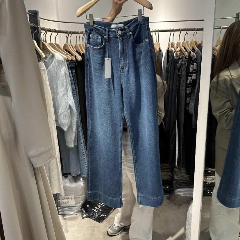 HABLE韓國代購㊣女裝新款時尚真品休閑熱賣人氣牛仔褲華夫格HABLE牛仔褲