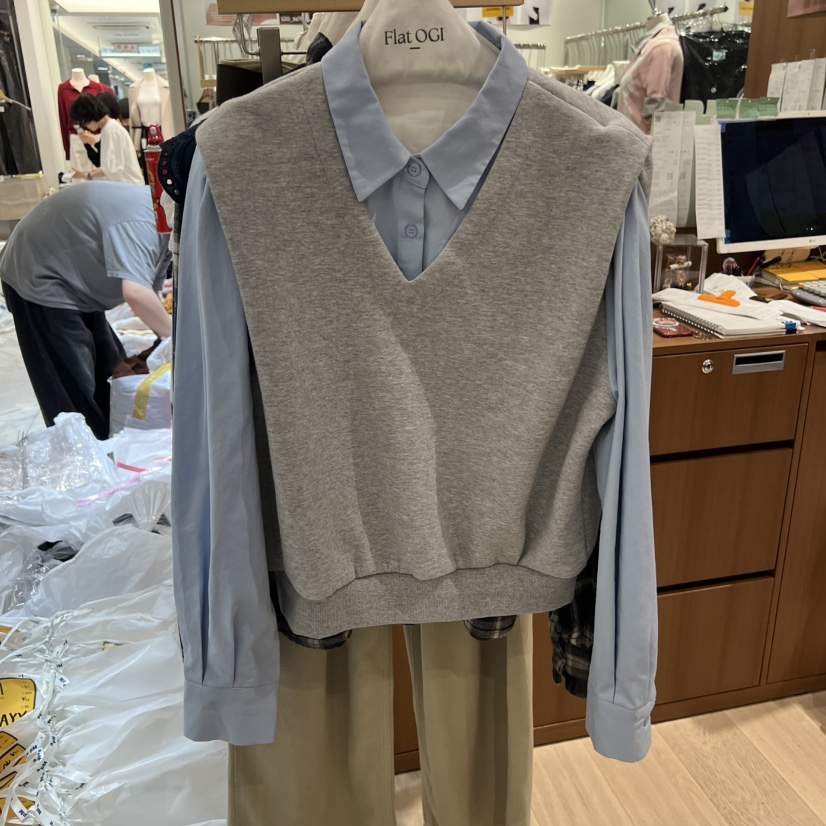 OGI韓國直郵㊣女士新款熱賣25秋冬真品推薦休閑職業衛衣假兩件FLat OGI衛衣