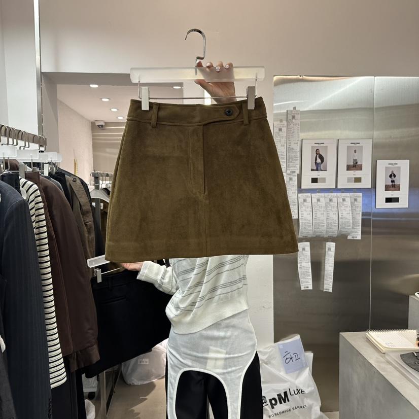 WEARABLE-L韓國代購㊣女士新品推薦真品25秋冬熱賣短裙絨面革WEARABLE短裙