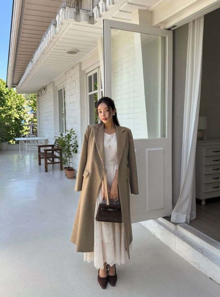 CATS東大門㊣實拍女裝新款25秋冬時尚推薦真品休閑中長款大衣CAT.S中長款大衣