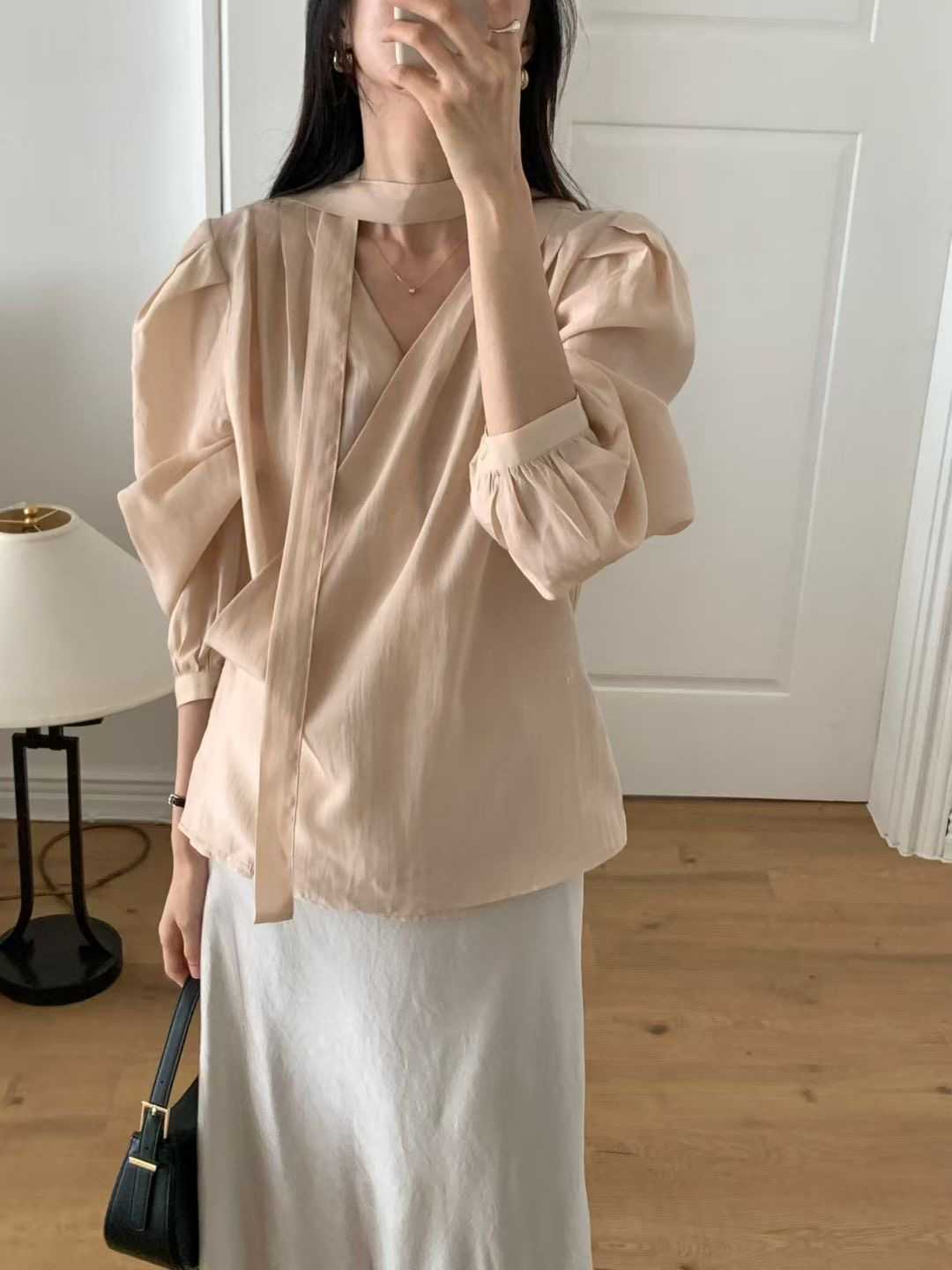 RENOUVEAU東大門㊣實拍女士新品25秋冬時尚推薦休閑襯衫蕾絲衫RENOUVEAU襯衫/蕾絲衫