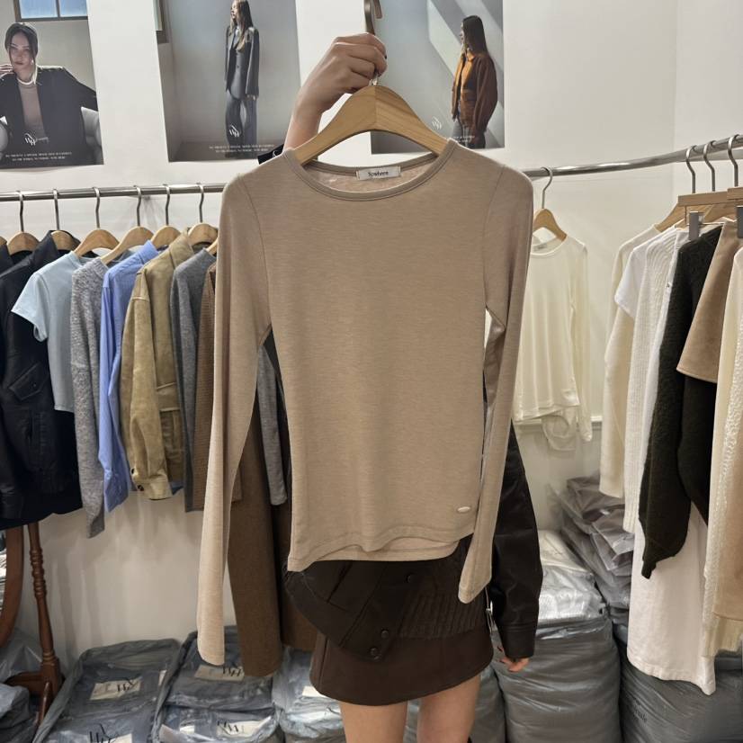 NOWHERE東大門㊣實拍女士新品25秋冬熱賣休閑職業長袖T恤圓領NOWHERE長袖T恤