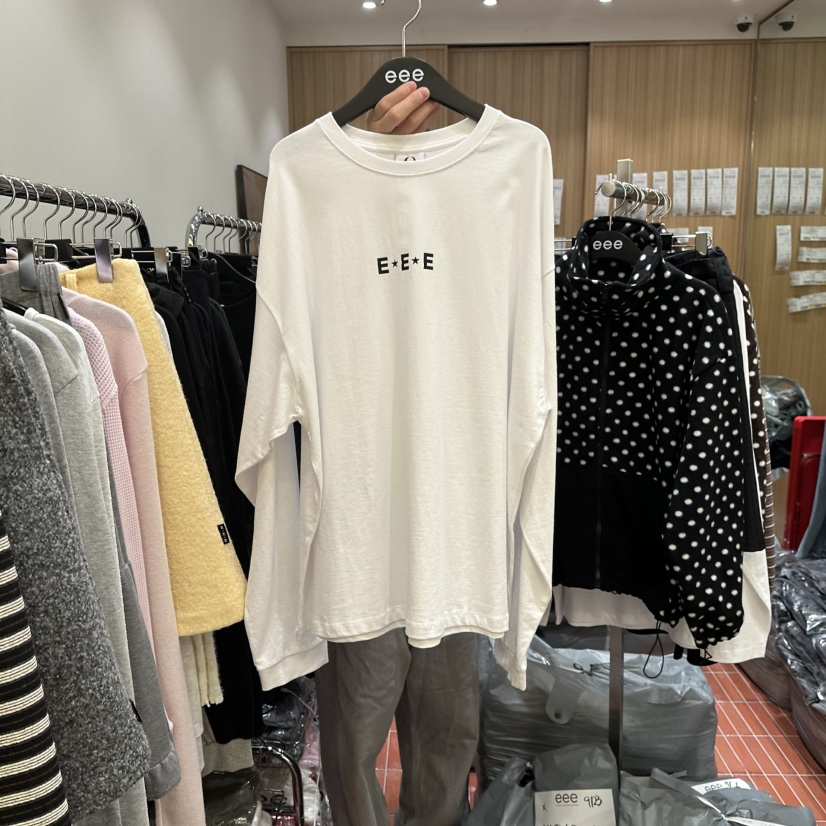 E/E/E東大門㊣實拍女裝新款熱賣休閑推薦職業時尚長袖T恤E/E/E長袖T恤