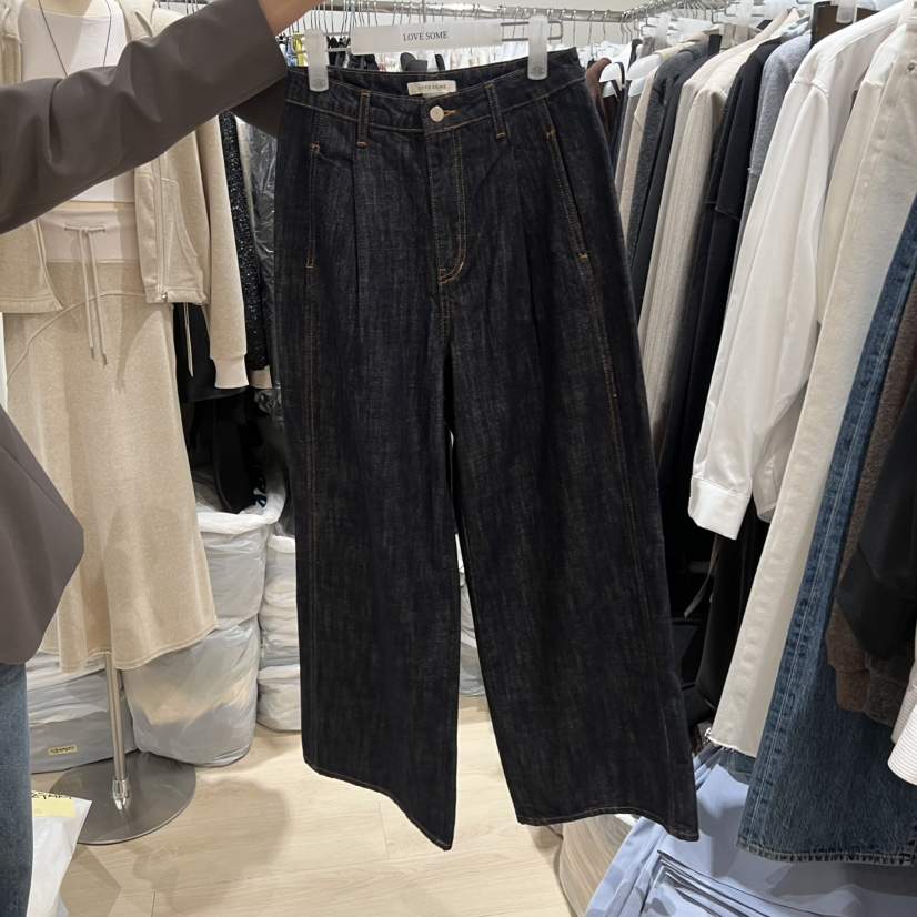 LOVE SOME東大門㊣直郵女士新品25秋冬熱賣真品牛仔褲褶皺LOVE SOME牛仔褲