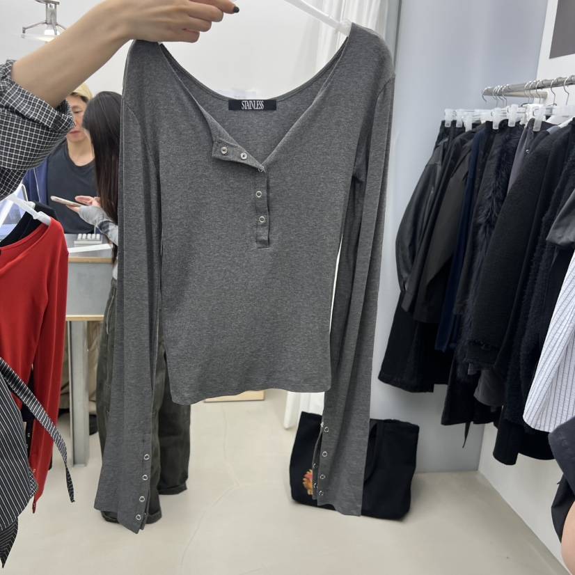 STAINLESS韓國代購㊣女裝新品職業人氣休閑推薦時尚長袖T恤STAINLESS長袖T恤