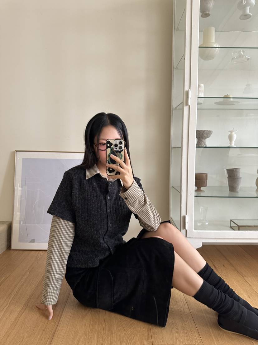 I MFACT韓國代購㊣女裝新款人氣針織衫不含內搭針織羅紋開衫I MFACT針織衫