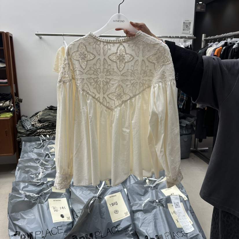 INTHEEND東大門㊣實拍女士新品推薦真品時尚襯衫蕾絲衫蕾絲INTHEEND襯衫/蕾絲衫