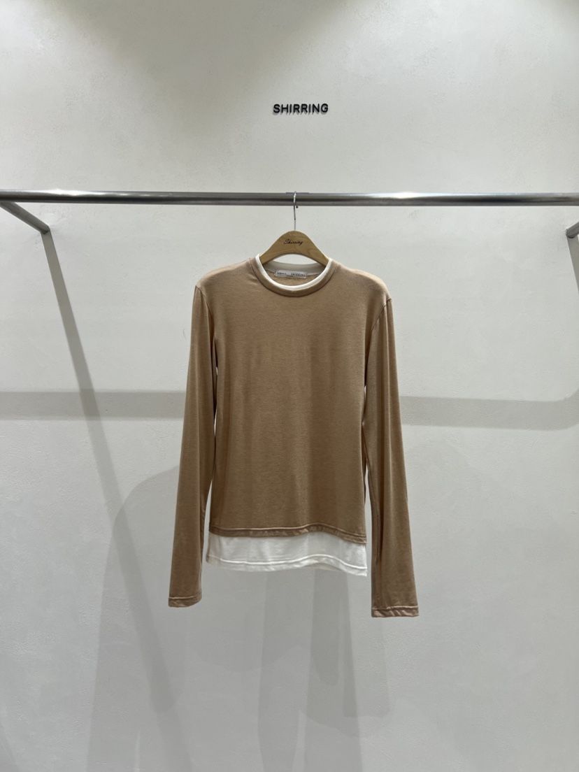 SHIRRING東大門㊣實拍女裝新品時尚休閑真品25秋冬長袖T恤假兩件SHIRRING長袖T恤