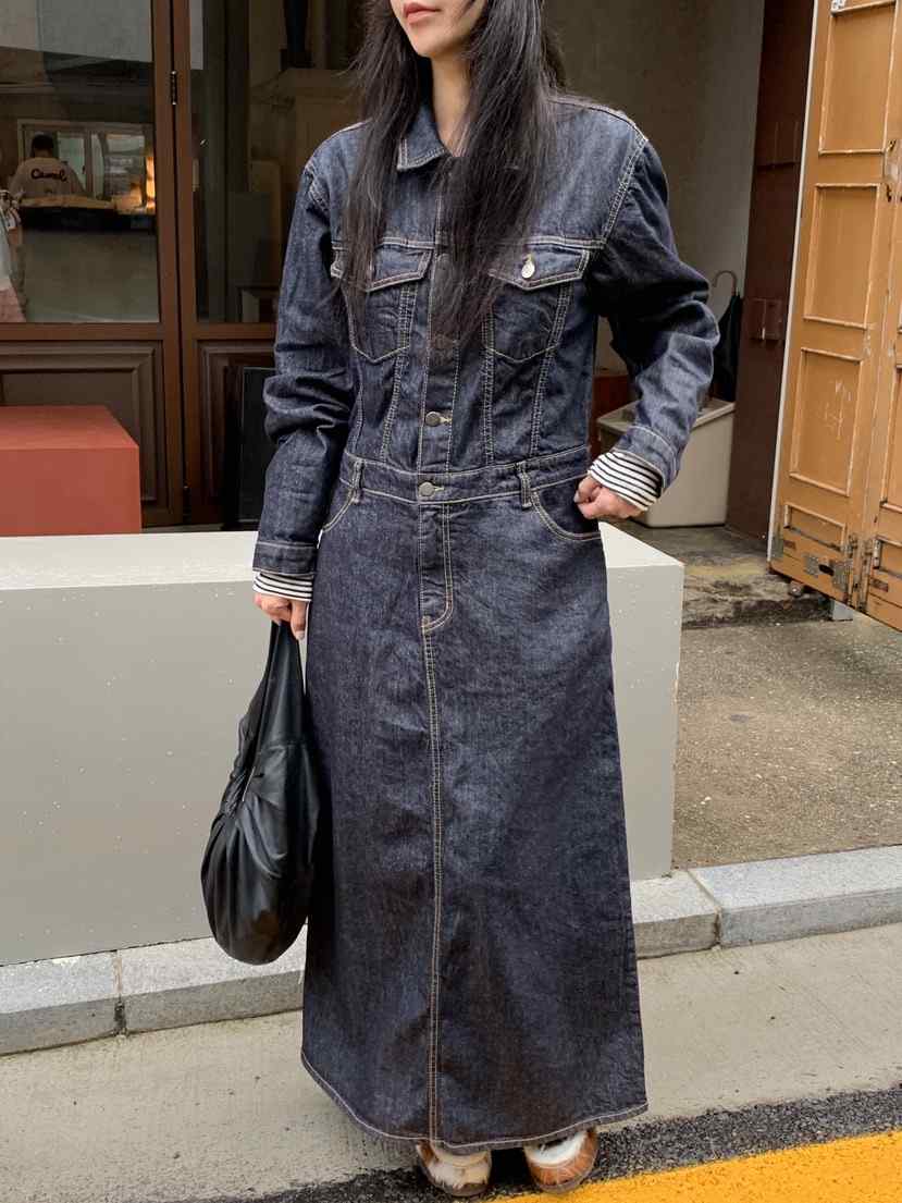 SUNDER MARKET韓國代購㊣女士新品25秋冬真品熱賣休閑長裙SUNDER MARKET長裙