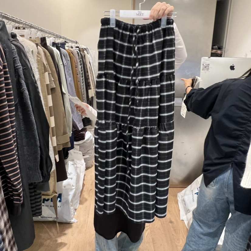 MEET ME東大門㊣直郵女士新款休閑25秋冬半身裙中短裙不含腰帶MEET ME半身裙/中短裙