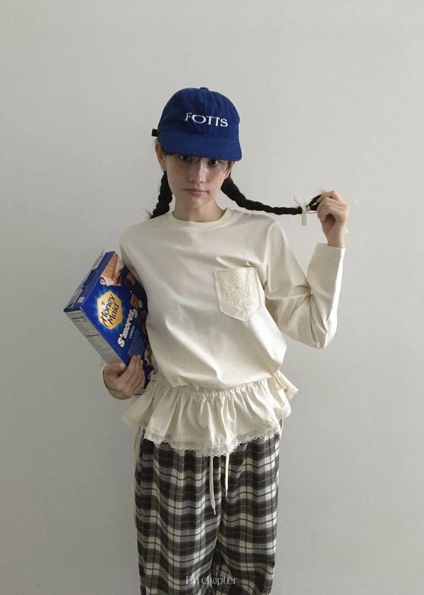 BY CHAPTER東大門㊣代購女裝新款25秋冬時尚人氣長袖T恤口袋BY Chapter長袖T恤