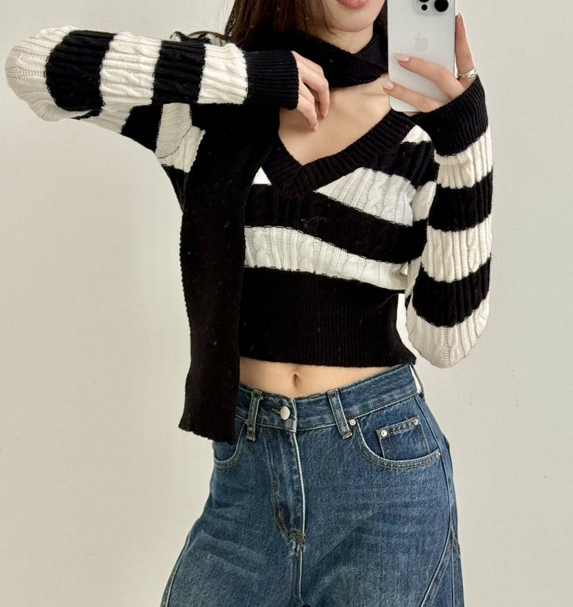 EIGHTGLOW東大門㊣直郵女士新品推薦時尚休閑職業針織衫圍巾EIGHTGLOW針織衫