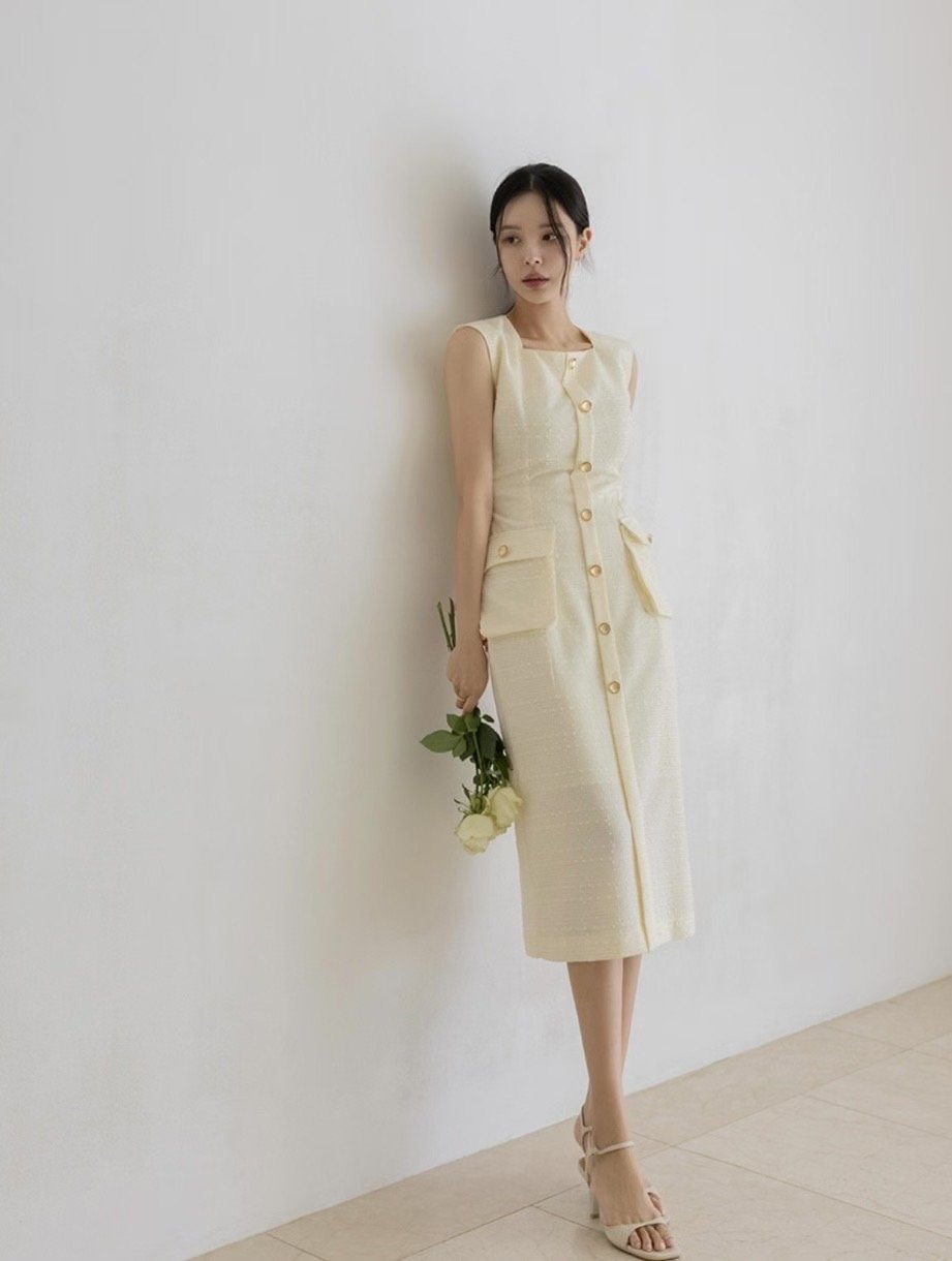 ALLURE東大門㊣代購女裝新款熱賣25秋冬休閑職業連衣裙粗花呢ALLURE連衣裙