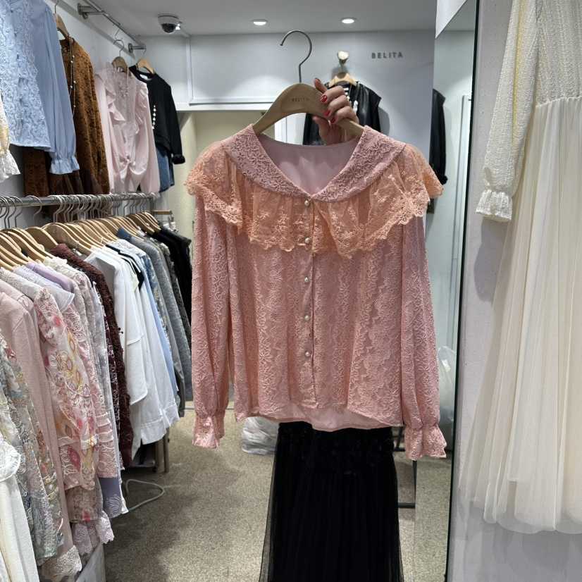BELITA韓國直郵㊣女裝新品職業時尚推薦熱賣襯衫蕾絲衫荷葉邊BELITA襯衫/蕾絲衫
