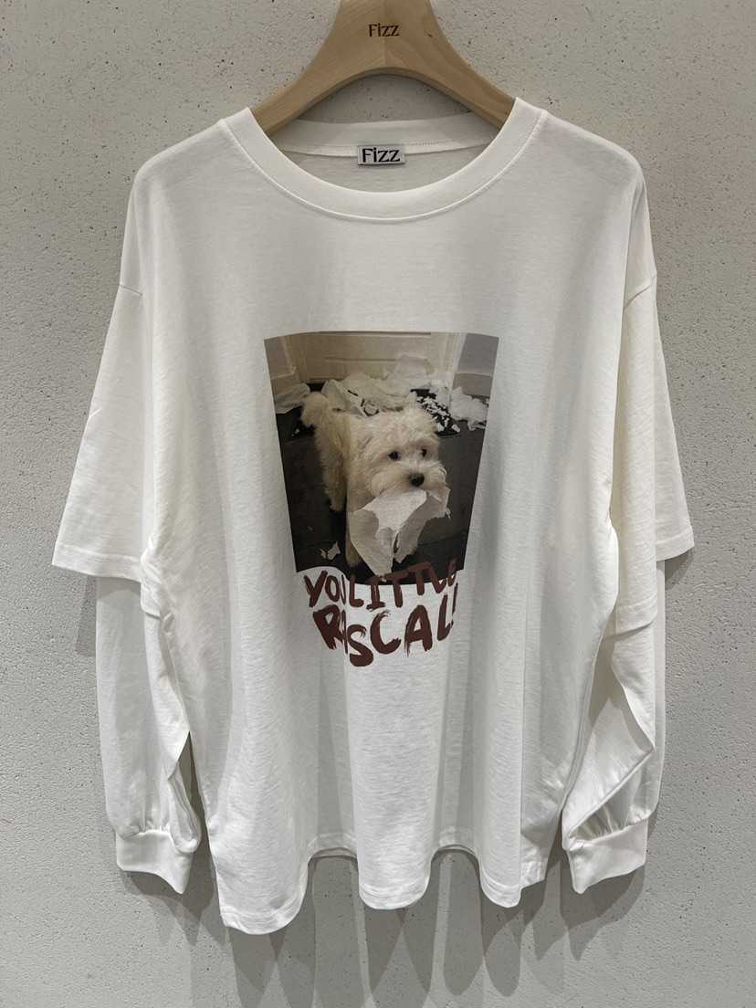 FIZZ韓國代購㊣女裝新品職業熱賣真品25秋冬時尚長袖T恤假兩件FIZZ長袖T恤