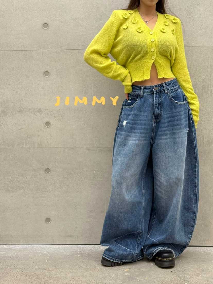 JIMMY韓國代購㊣女裝新品休閑熱賣真品推薦牛仔褲不含腰帶口袋JIMMY/REMAKE牛仔褲