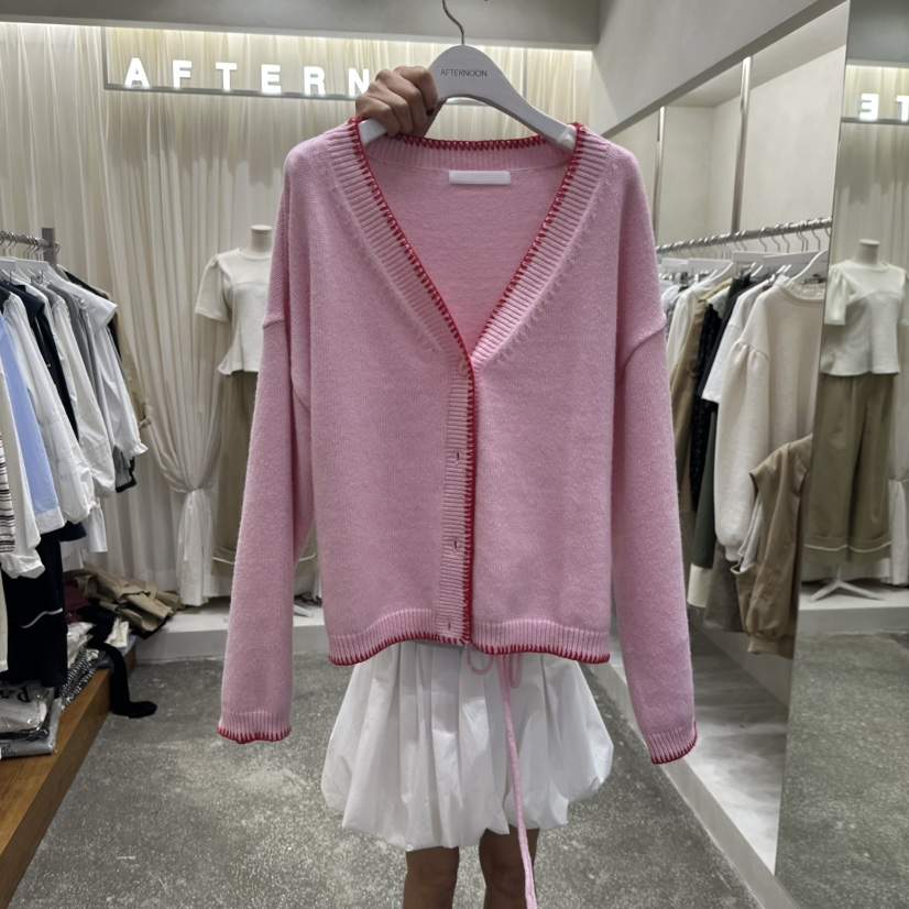 AFTERNOON韓國直郵㊣女裝新品人氣熱賣推薦針織衫含腰繩開衫AFTERNOON針織衫