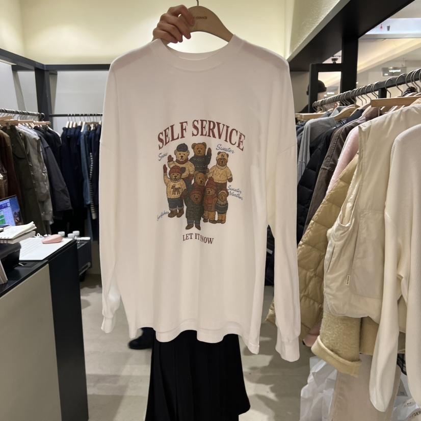SELF SERVICE韓國代購㊣女裝新品真品休閑熱賣職業長袖T恤SELF SERVICE長袖T恤