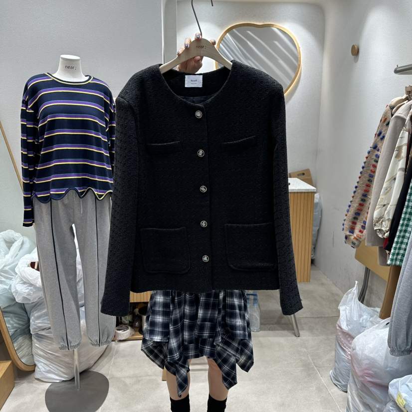NEAR東大門㊣實拍女裝新品25秋冬人氣推薦熱賣真品夾克粗花呢NEAR夾克