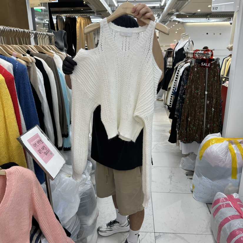 空韓國代購㊣女士新品25秋冬熱賣時尚真品人氣推薦職業針織衫空針織衫