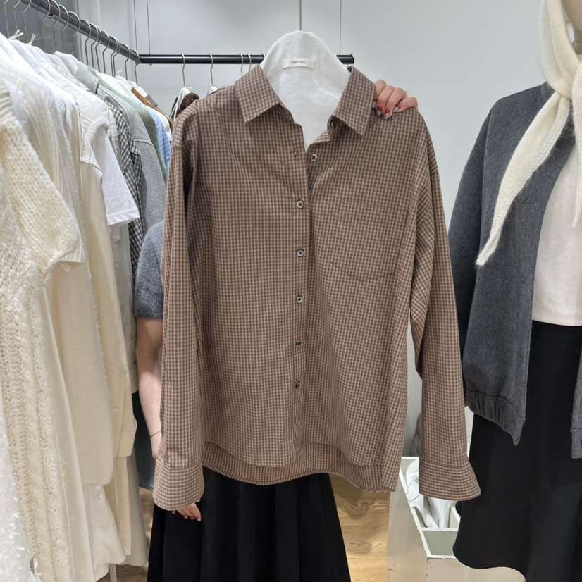 VERVEINE東大門㊣代購女裝新款真品人氣25秋冬襯衫蕾絲衫絲絨VERVEINE襯衫/蕾絲衫