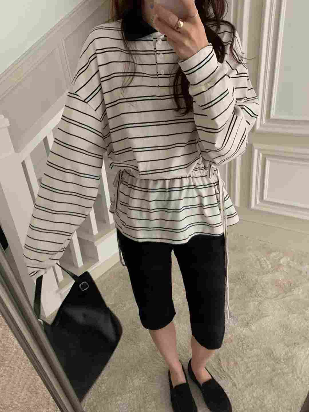 PYT-ot東大門㊣實拍女裝新品25秋冬真品休閑職業長袖T恤條紋pretty young thing長袖T恤