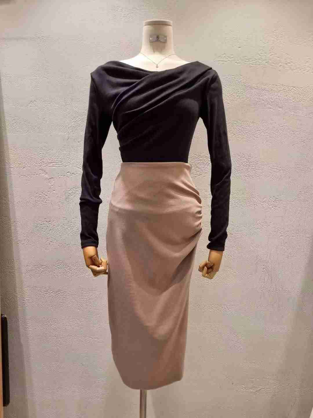 EEYOU韓國代購㊣女裝新品人氣休閑25秋冬職業真品時尚推薦長裙EEYOU長裙