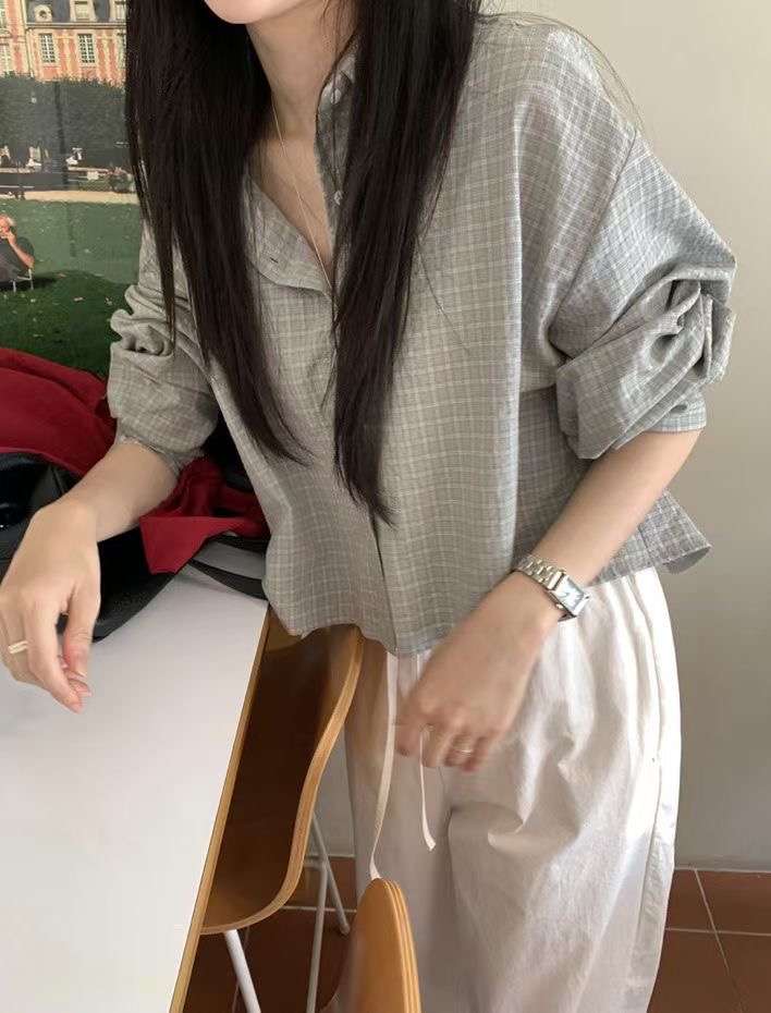 FREELOVE東大門㊣直郵女裝新款25秋冬休閑襯衫蕾絲衫毛圈短款FREELOVE襯衫/蕾絲衫