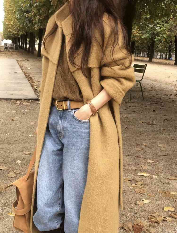 OBJET韓國代購㊣女裝新品熱賣時尚休閑真品25秋冬中長款大衣love us u/OBJET中長款大衣