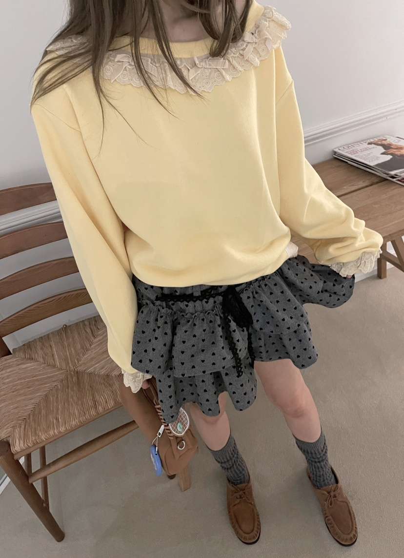 BOUTIQUE-L東大門㊣實拍女士新款熱賣真品人氣衛衣荷葉邊露肩BOUTIQUE-L衛衣