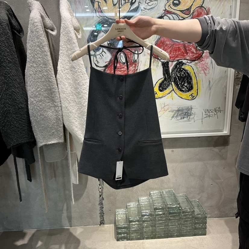 LAMAGIEPIE韓國代購㊣女裝新品熱賣時尚休閑職業25秋冬吊帶背心LAMAGIE GREY吊帶/背心