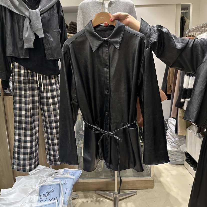MELO韓國直郵㊣女士新品真品職業人氣休閑25秋冬時尚夾克皮革MELO夾克