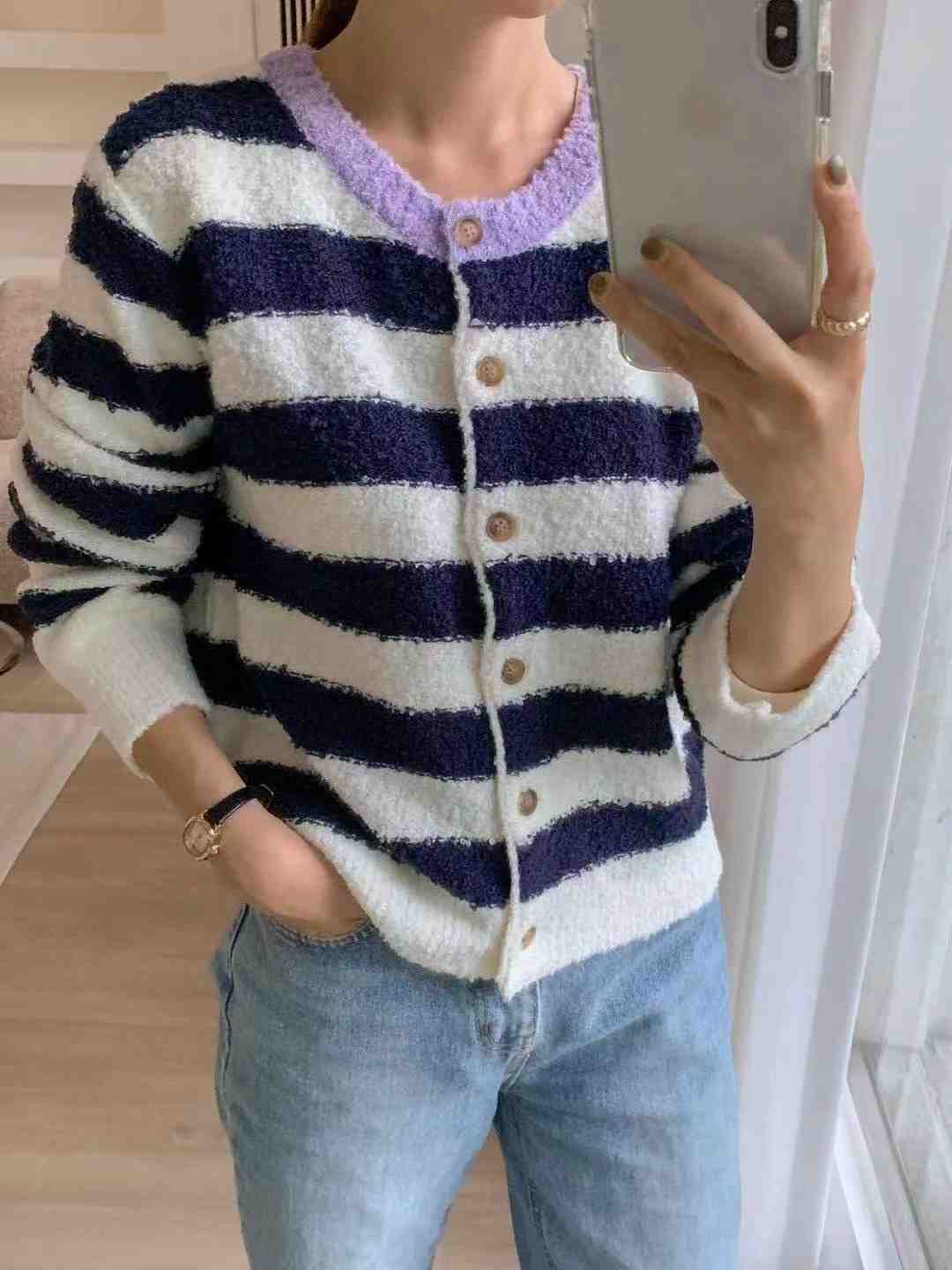 FOUND韓國直郵㊣女士新款推薦真品人氣職業休閑時尚針織衫開衫FOUND-2件起針織衫