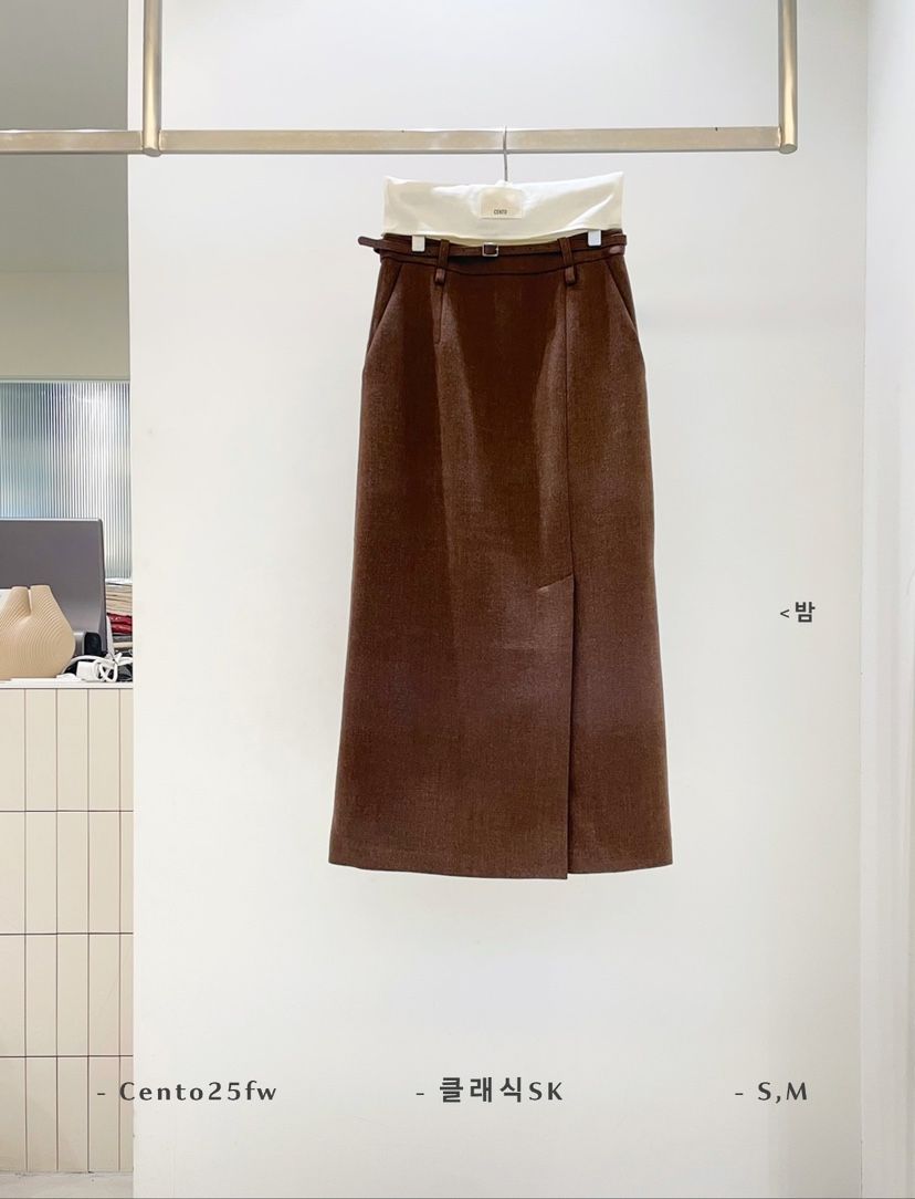 CENTO東大門㊣代購女士新品人氣推薦真品職業休閑長裙含腰帶CENTO長裙