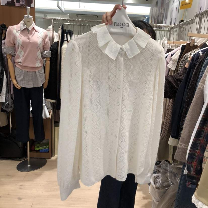 OGI韓國代購㊣女裝新款25秋冬時尚休閑熱賣職業真品襯衫蕾絲衫FLat OGI襯衫/蕾絲衫