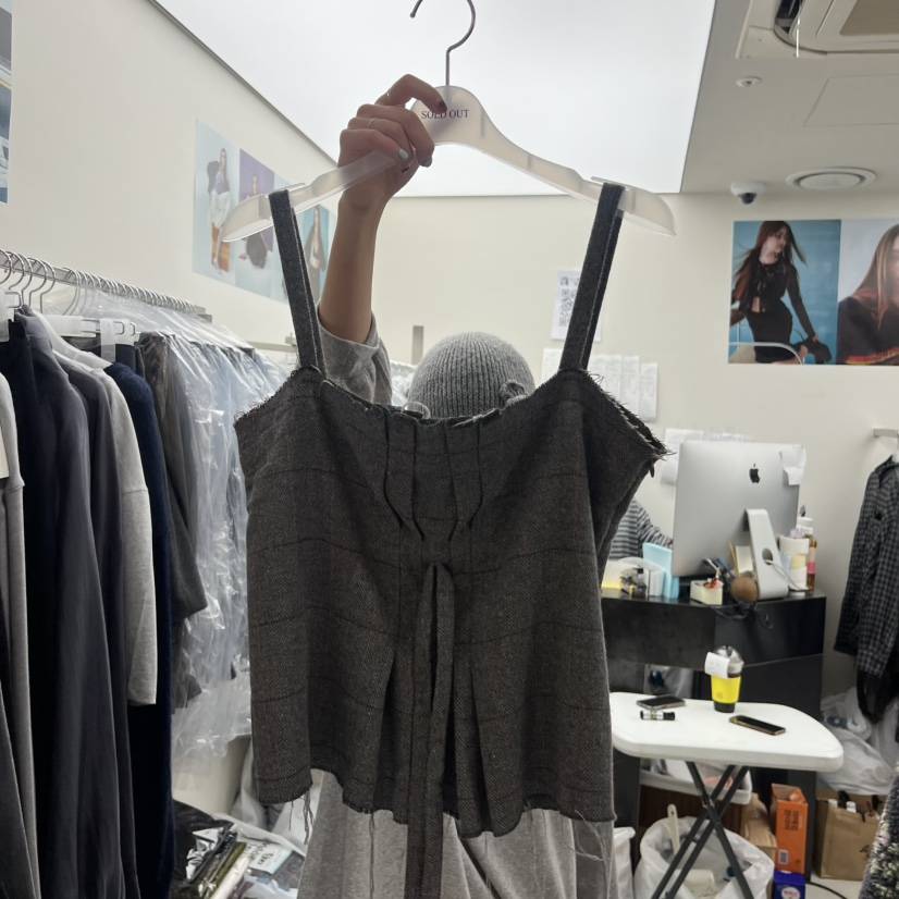 SOLD OUT東大門㊣代購女裝新款人氣25秋冬休閑吊帶背心格紋SOLD OUT吊帶/背心