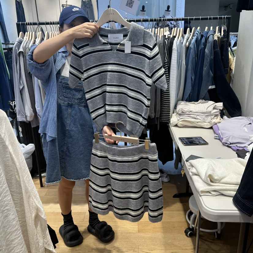 TARA韓國代購㊣女士新款人氣時尚職業休閑25秋冬套裝套裝條紋TARA套裝