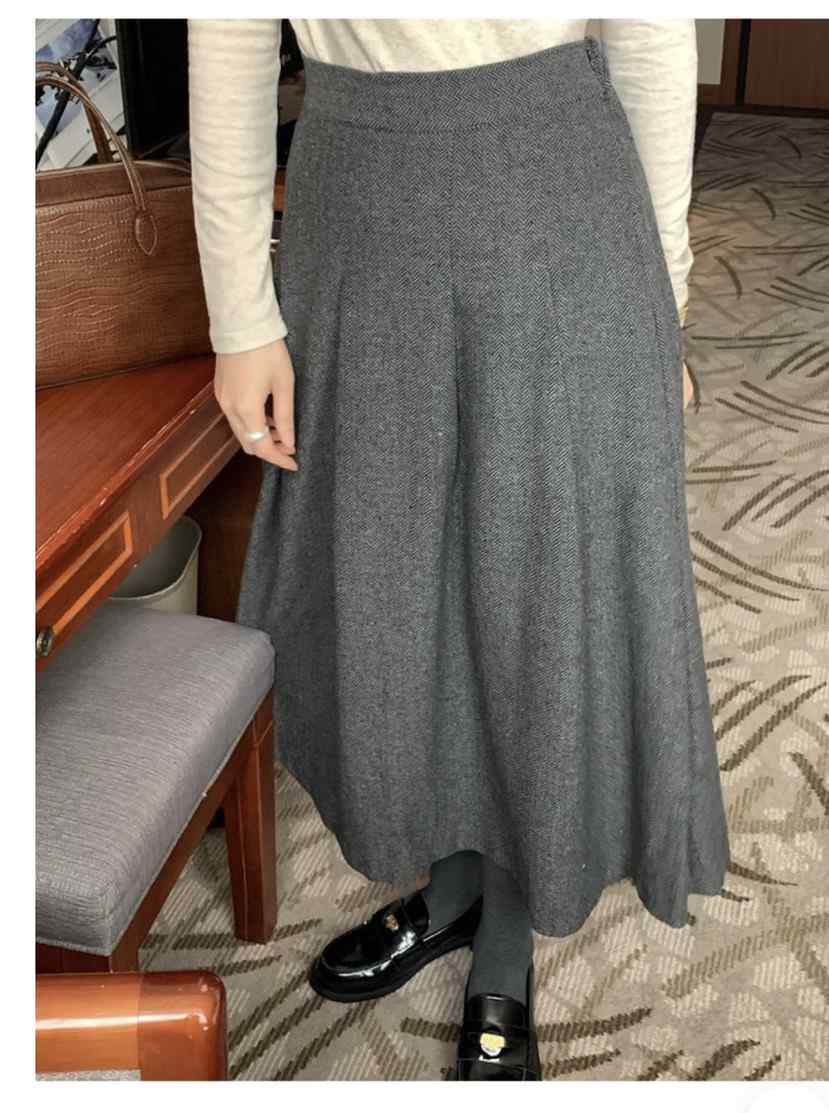 FRILL-T東大門㊣直郵女裝新品真品人氣休閑長裙人字形褶裙FRILL-T長裙