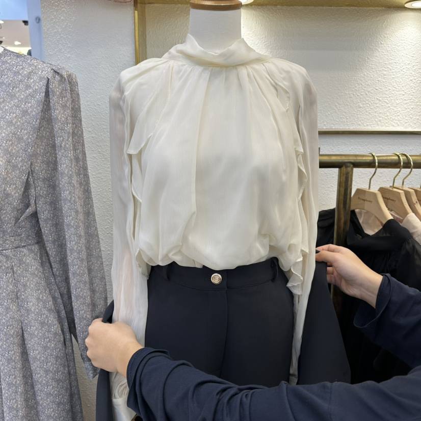 SYMPHONY韓國直郵㊣女士新品推薦職業25秋冬襯衫蕾絲衫荷葉邊SYMPHONY襯衫/蕾絲衫