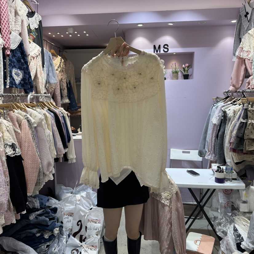MS韓國直郵㊣女士新款推薦職業25秋冬休閑人氣熱賣襯衫蕾絲衫MS襯衫/蕾絲衫