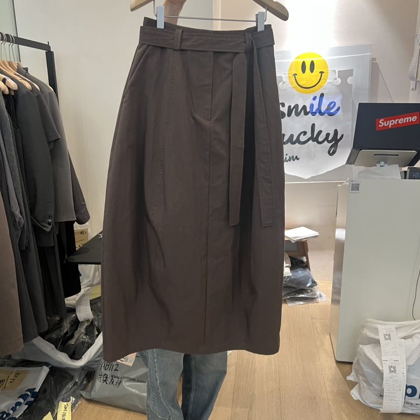 LA MAGIE FEMME東大門㊣實拍女士新品推薦25秋冬長裙含腰帶棉Lamagie Femme長裙