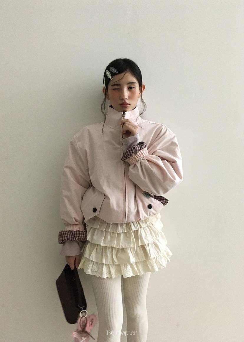 BY CHAPTER韓國直郵㊣女士新品熱賣休閑真品時尚推薦夾克格紋BY Chapter夾克