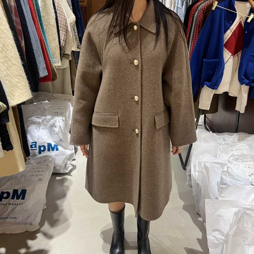 HEBON東大門㊣實拍女士新品真品人氣職業中長款大衣手工制作HEBON中長款大衣