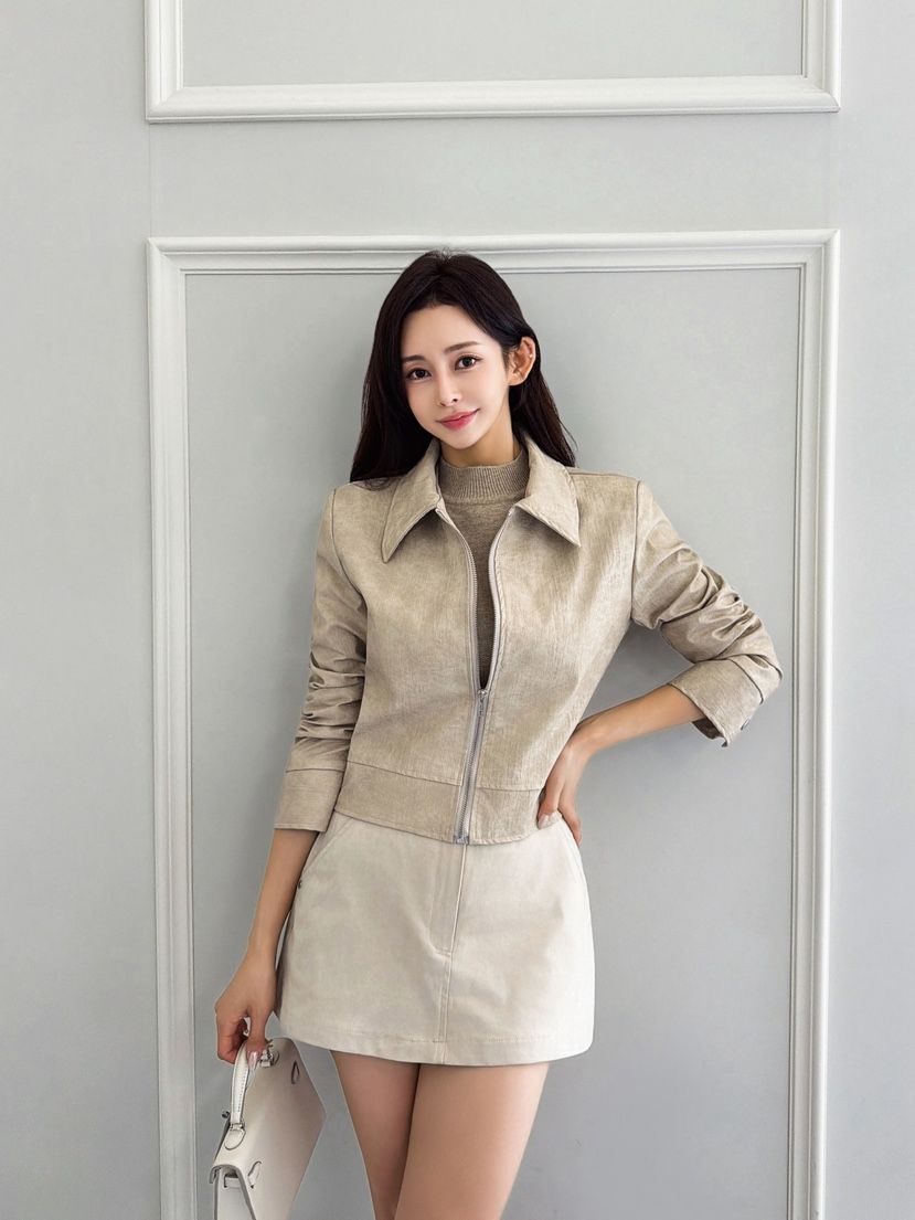 CLOTH韓國代購㊣女裝新款人氣25秋冬推薦休閑真品時尚夾克皮革CLOTH夾克