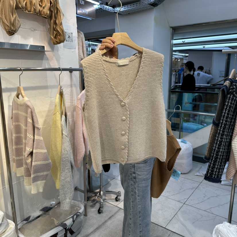 FLY FLY韓國代購㊣女士新品人氣時尚職業休閑真品馬甲華夫格FLY FLY馬甲