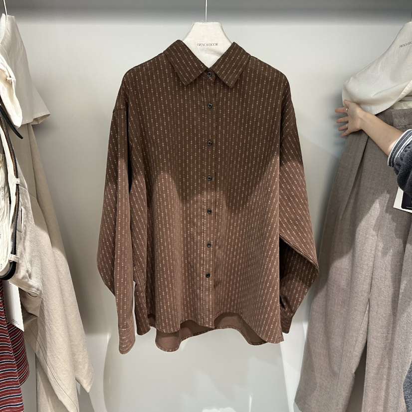 FRENCH DOOR韓國代購㊣女士新品職業休閑襯衫蕾絲衫燈芯絨FRENCH DOOR襯衫/蕾絲衫